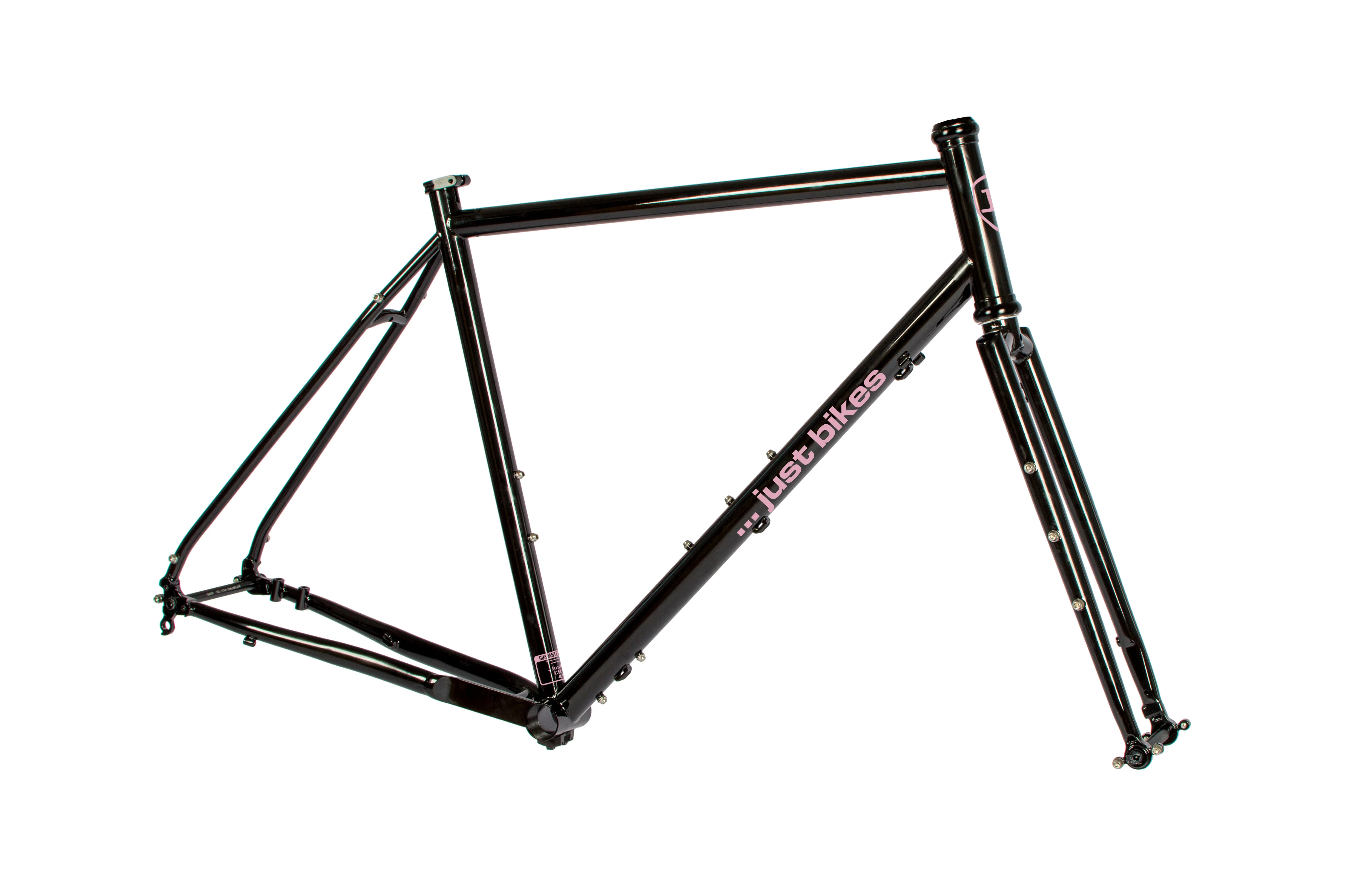 Just Bikes JB06 Gravel Stahl Rahmenset Stahl Gabel 12 Achsen Flat Mount CrMo Schwarz Glossy ohne Aufkleber